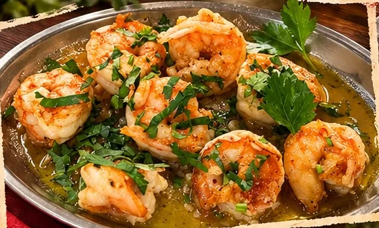 Gambas ao alho com salsa fresca
